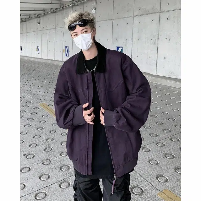 雅鹿 宽松休闲纯色飞行员教练翻领百搭长袖夹克外套 男女同款