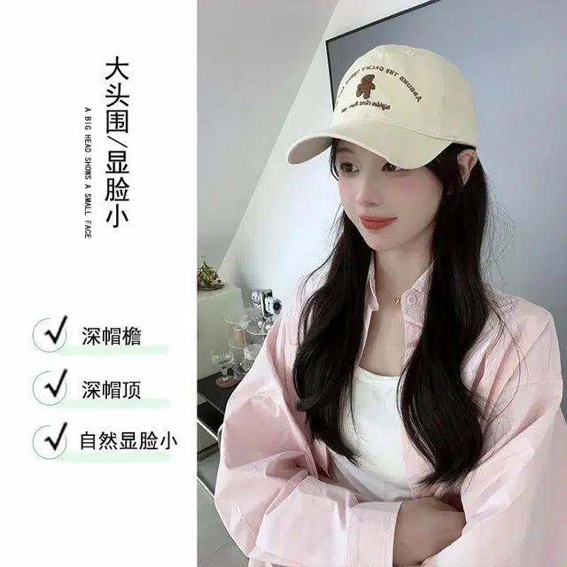 优莲茵 高品质可爱跳舞小熊刺绣四季显脸小韩版潮流宽檐 棉 鸭舌帽 男女同款情侣款