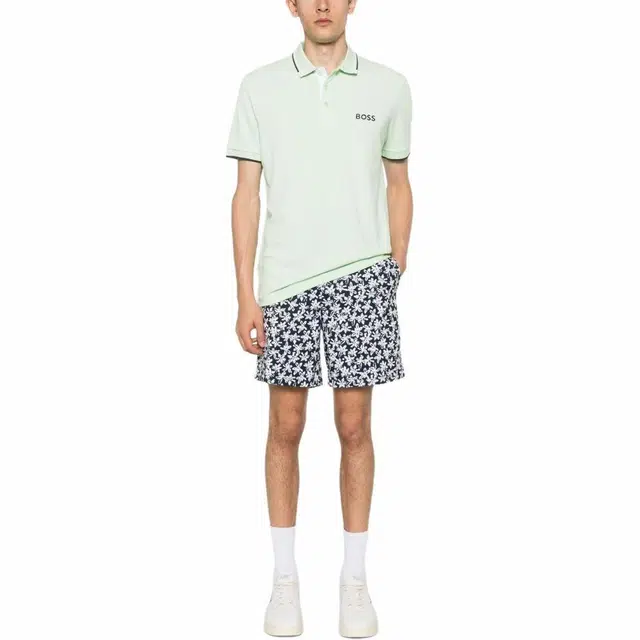HUGO BOSS Cotton-Blend Polo Shirt With Contrast Logos Polo