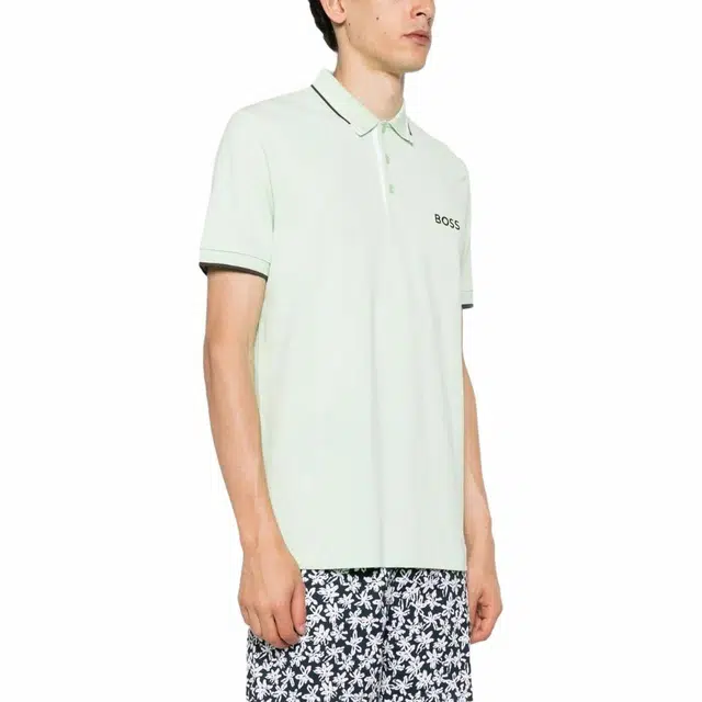 HUGO BOSS Cotton-Blend Polo Shirt With Contrast Logos Polo