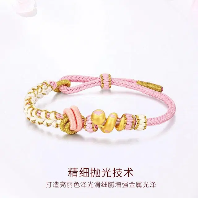 【999纯金】 金师傅 招财卷卷蛇手绳 本命年转运蛇新中式国潮气质甜美可爱百搭小众轻奢高级#好运 足金 一口价 黄金手链 男女同款情侣款