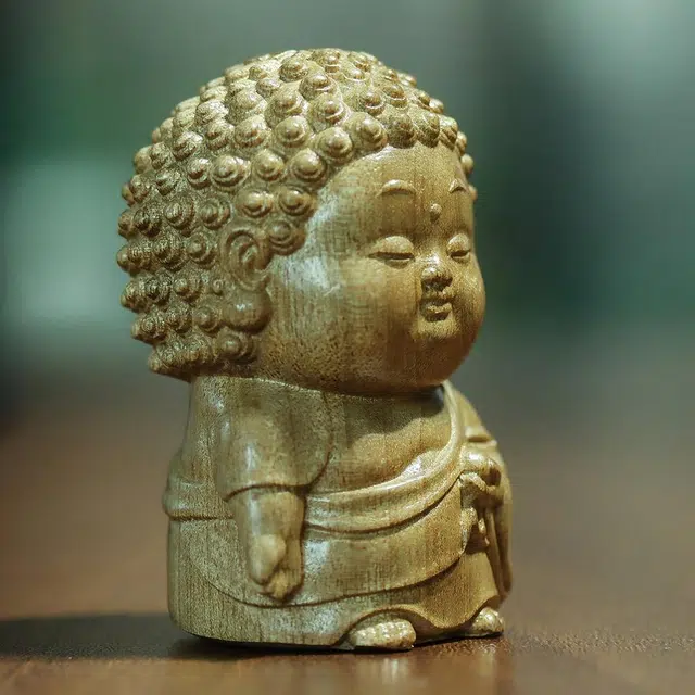 仙作美 （小如来）小叶桢楠老料实木雕刻文玩手把件 楠木 摆件 男女同款情侣款