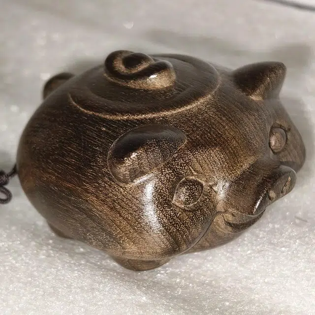 仙作美 元宝猪壶金乌木中式工艺品文玩小件 阴沉木 木作摆件 男女同款情侣款