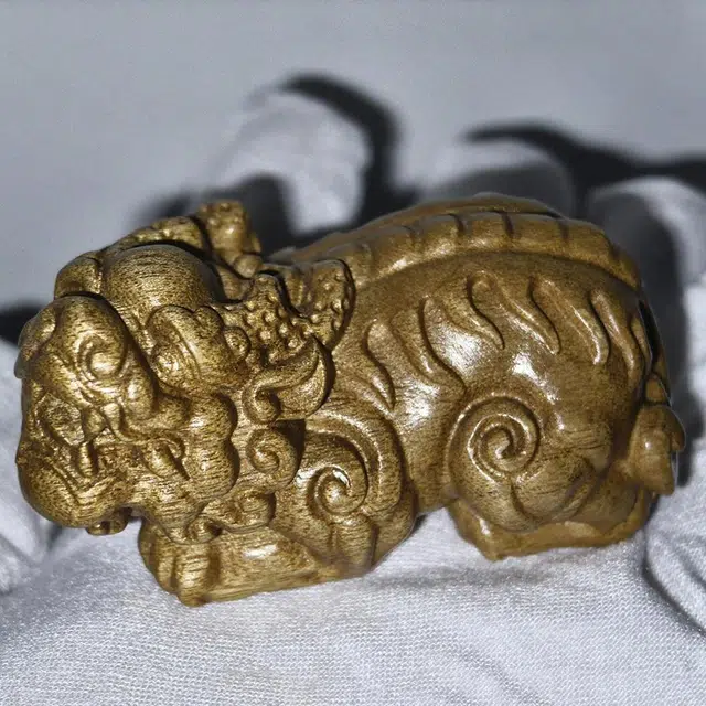 仙作美 祥瑞貔貅招财进宝中式工艺品 楠木 木作摆件 男女同款情侣款