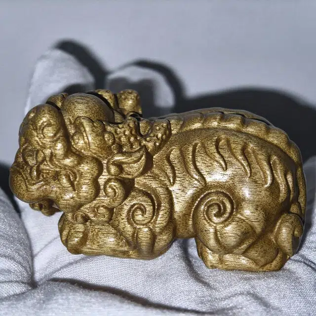 仙作美 祥瑞貔貅招财进宝中式工艺品 楠木 木作摆件 男女同款情侣款