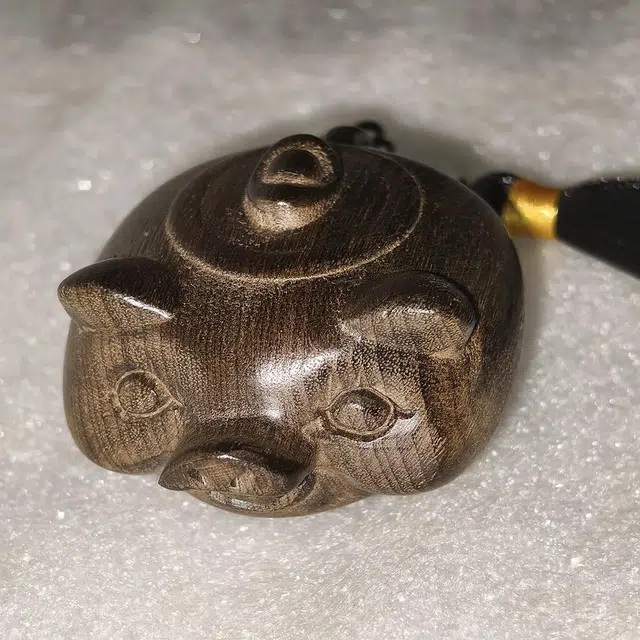 仙作美 元宝猪壶金乌木中式工艺品文玩小件 阴沉木 木作摆件 男女同款情侣款