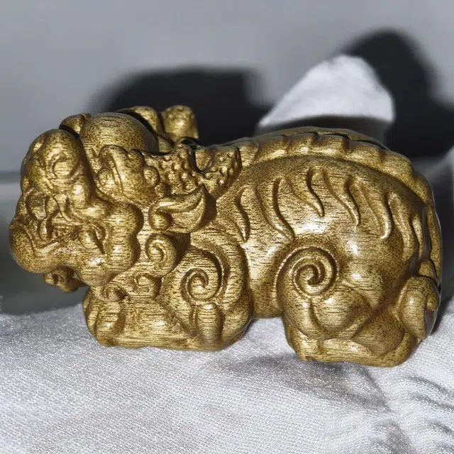 仙作美 祥瑞貔貅招财进宝中式工艺品 楠木 木作摆件 男女同款情侣款