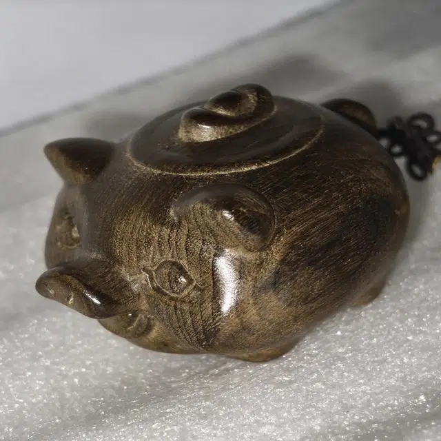 仙作美 元宝猪壶金乌木中式工艺品文玩小件 阴沉木 木作摆件 男女同款情侣款