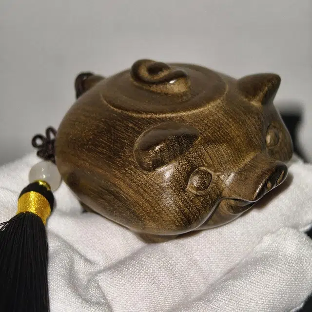 仙作美 元宝猪壶金乌木中式工艺品文玩小件 阴沉木 木作摆件 男女同款情侣款