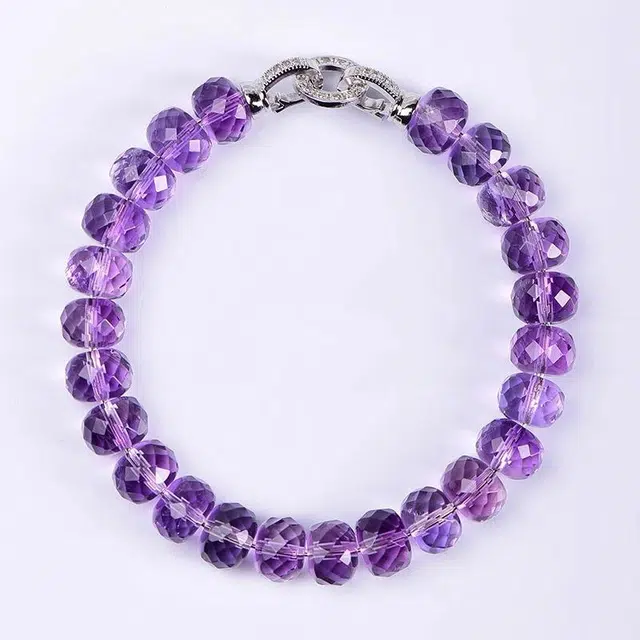 谧月珠宝 新中式国潮轻奢精致优雅大气高级感创意设计通勤百搭气质显白切面珠单圈紫好运 水晶 手串 男女同款情侣款