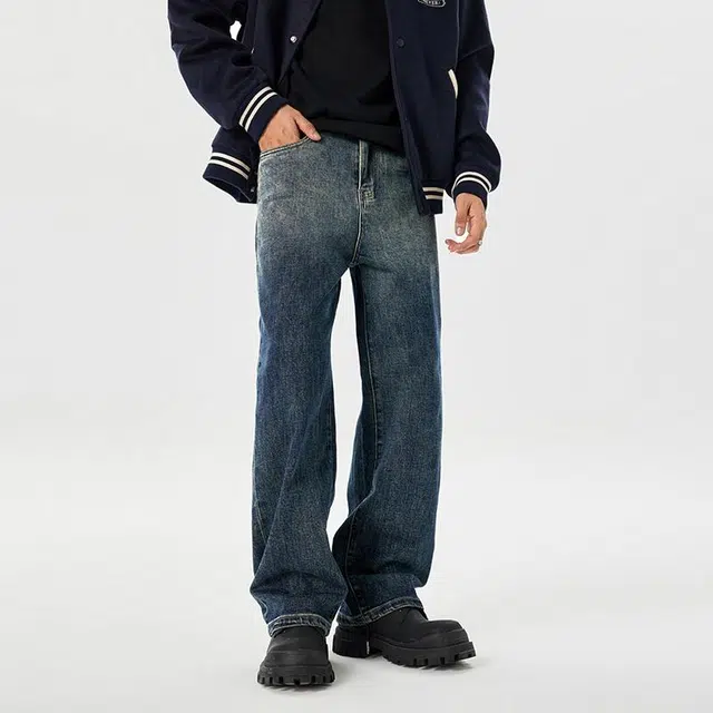 【dme】 复古百搭宽松美式直筒牛仔裤 男女同款 渐变蓝色