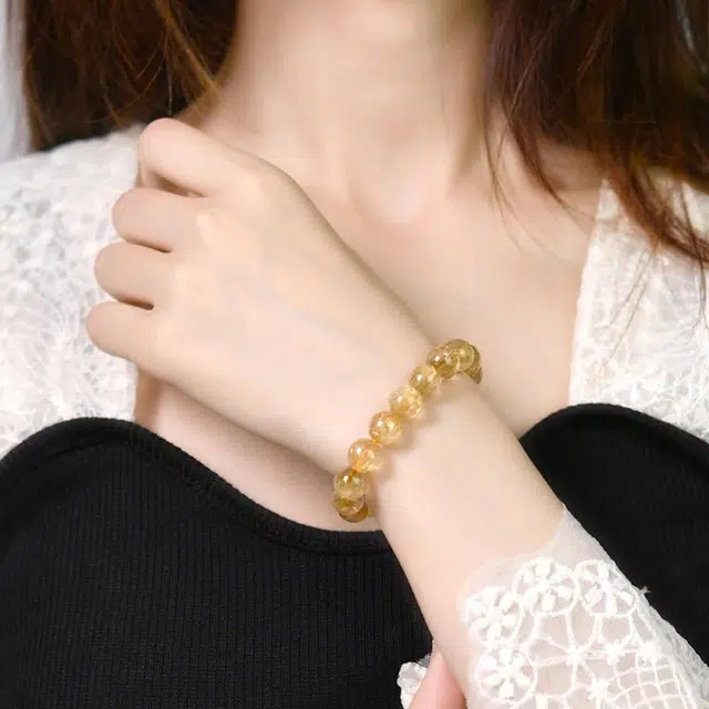 【泼天富贵】 灵菲 保真高质量金发晶 新中式小众 轻奢高级感招财纳福转运手饰#好运 水晶 手串 女款