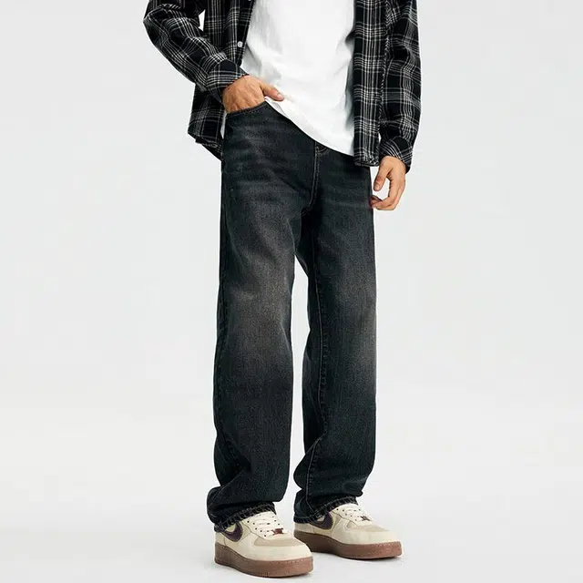 【dme】 美式百搭宽松复古牛仔裤 男女同款 深蓝色