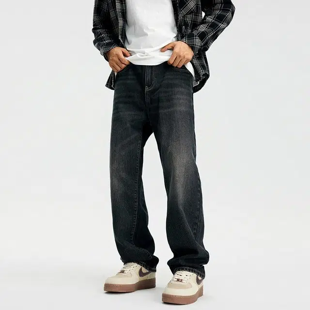 【dme】 美式百搭宽松复古牛仔裤 男女同款 深蓝色