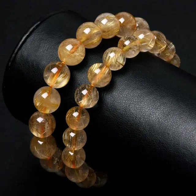 【泼天富贵】 灵菲 保真高质量金发晶 新中式小众 轻奢高级感招财纳福转运手饰#好运 水晶 手串 女款