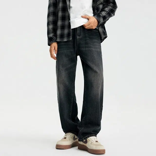 【dme】 美式百搭宽松复古牛仔裤 男女同款 深蓝色