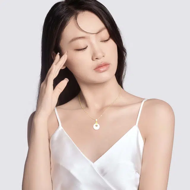 老银坊 福禄葫芦平安扣吊坠 禄碌如意国风颈链 设计复古典雅气质首饰 玛瑙 玉石项链 女款
