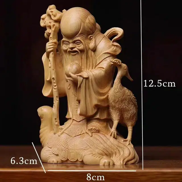 仙作美 雕刻龟鹤寿星吉祥长寿实木雕客厅 崖柏 摆件 男女同款情侣款