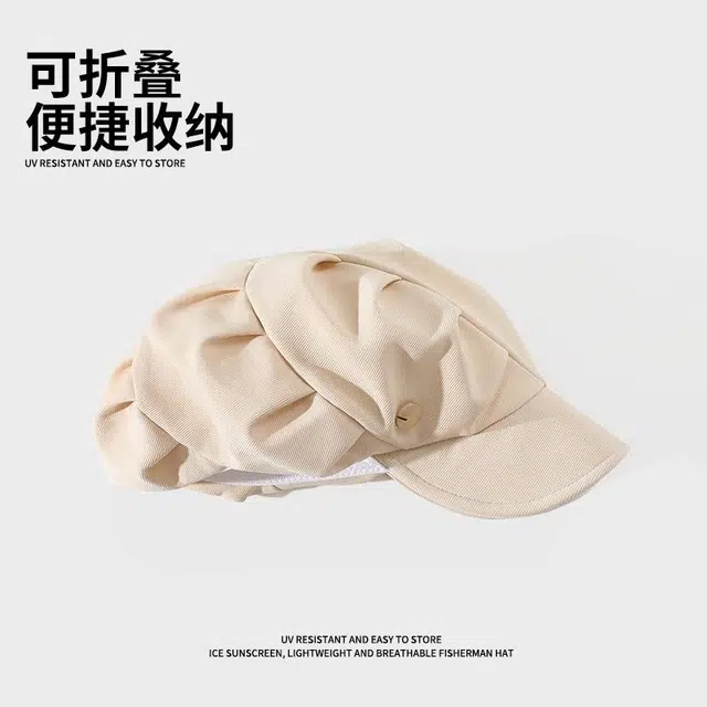 南极人 韩系云朵八角帽子显脸小气质褶皱画家帽素颜短檐小众个性 复古百搭 贝雷帽 女款