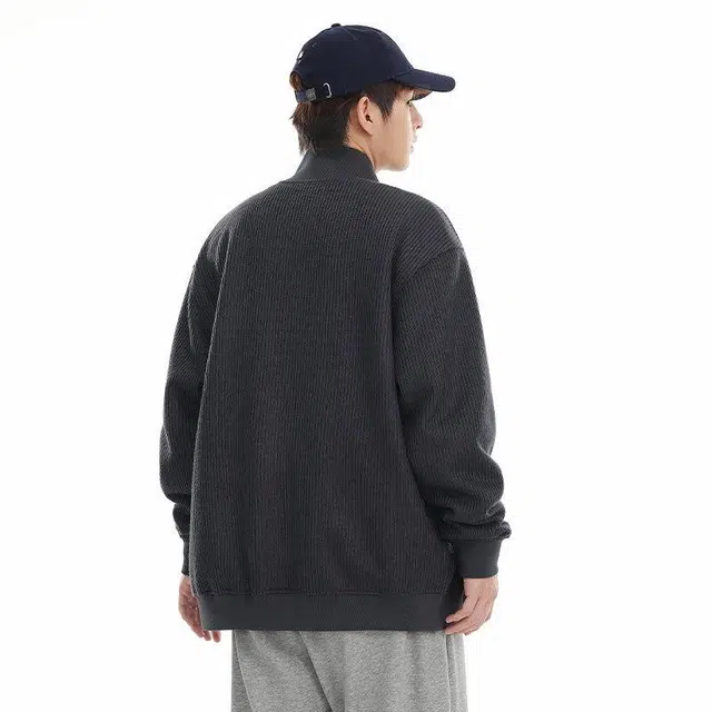 北极绒 立领休闲运动宽松纯色夹克外套 男款