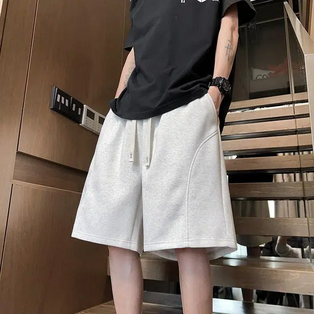 物质公式 宽松学院风舒适简约基础款直筒运动风百搭高街透气美式复古五分中腰潮流休闲短裤 男女同款