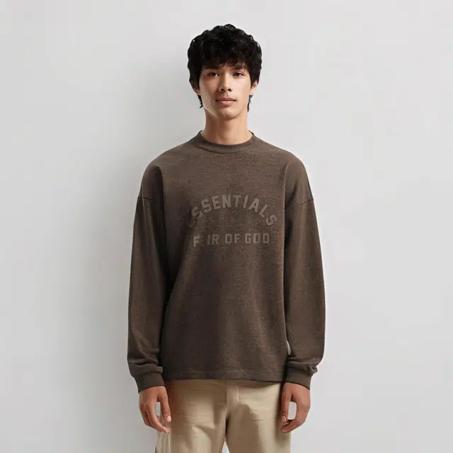 Fear of God Essentials SS24 HEAVY LS TEE T Heather Wood