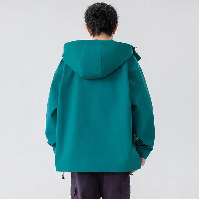 雅鹿  山系户外机能风高街百搭登山运动宽松休闲青少年魔术贴收口袖连帽飞行员  防水防风防泼水冲锋衣 男女同款