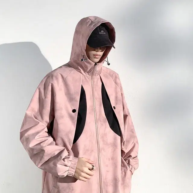 美力城 美式高街撞色设计感时尚简约防风飞行服户外运动无性别主义宽松连帽休闲拉链长袖夹克外套 男女同款