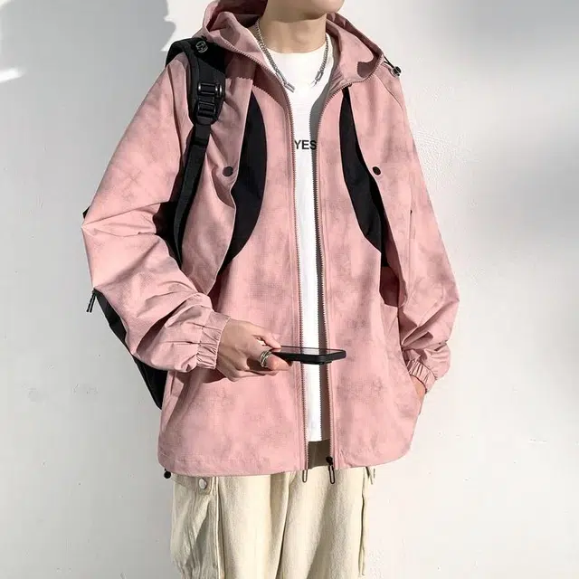 美力城 美式高街撞色设计感时尚简约防风飞行服户外运动无性别主义宽松连帽休闲拉链长袖夹克外套 男女同款