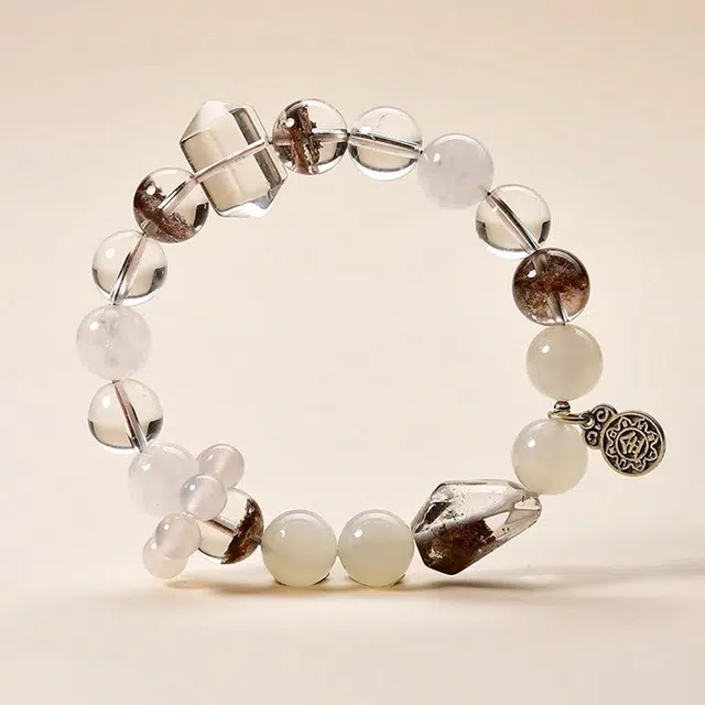 谧月珠宝 五行平衡 新中式国潮天然聚宝盆能量守恒多宝轻奢精致优雅大气高级感好运 水晶 玉石手串 男女同款情侣款