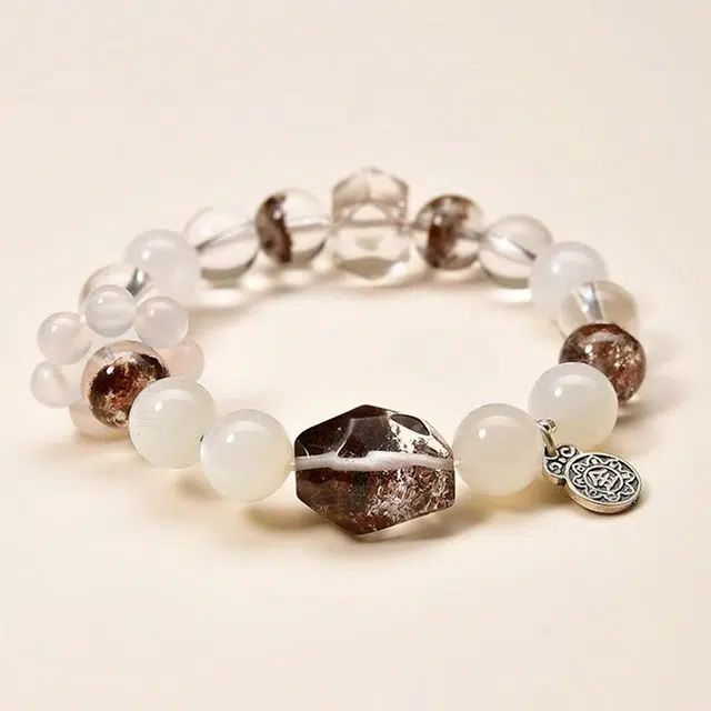 谧月珠宝 五行平衡 新中式国潮天然聚宝盆能量守恒多宝轻奢精致优雅大气高级感好运 水晶 玉石手串 男女同款情侣款