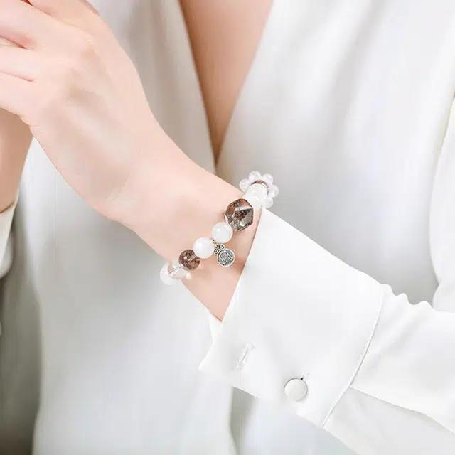 谧月珠宝 五行平衡 新中式国潮天然聚宝盆能量守恒多宝轻奢精致优雅大气高级感好运 水晶 玉石手串 男女同款情侣款