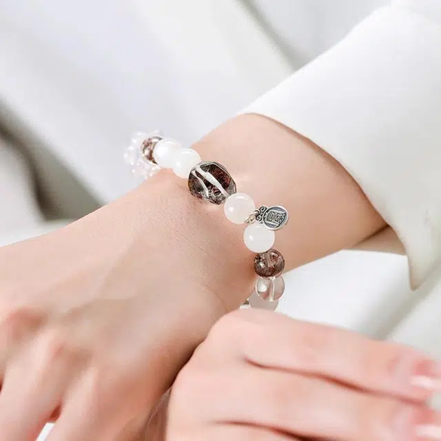 谧月珠宝 五行平衡 新中式国潮天然聚宝盆能量守恒多宝轻奢精致优雅大气高级感好运 水晶 玉石手串 男女同款情侣款