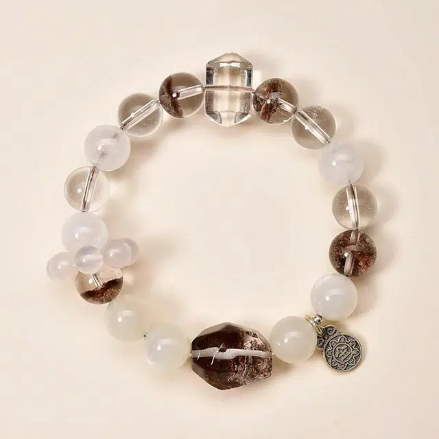 谧月珠宝 五行平衡 新中式国潮天然聚宝盆能量守恒多宝轻奢精致优雅大气高级感好运 水晶 玉石手串 男女同款情侣款