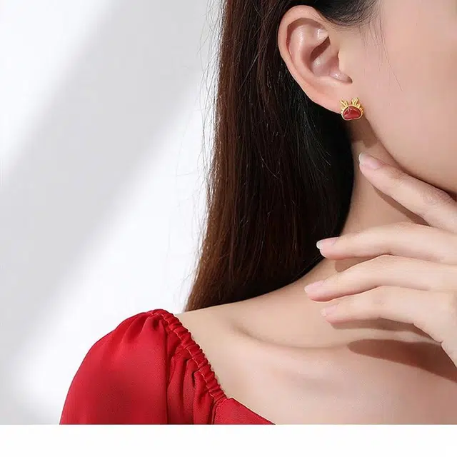 蒂尼诗 鸿运龙  招财进宝转运气质小众设计好运 玛瑙 玉石耳钉 女款