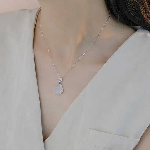 金至福 福佑转运 高品质温润玉面佛公 本命佛公水逆退散锁骨链 上岸好运弥勒佛 新中式国潮轻奢 玉髓 项链 女款