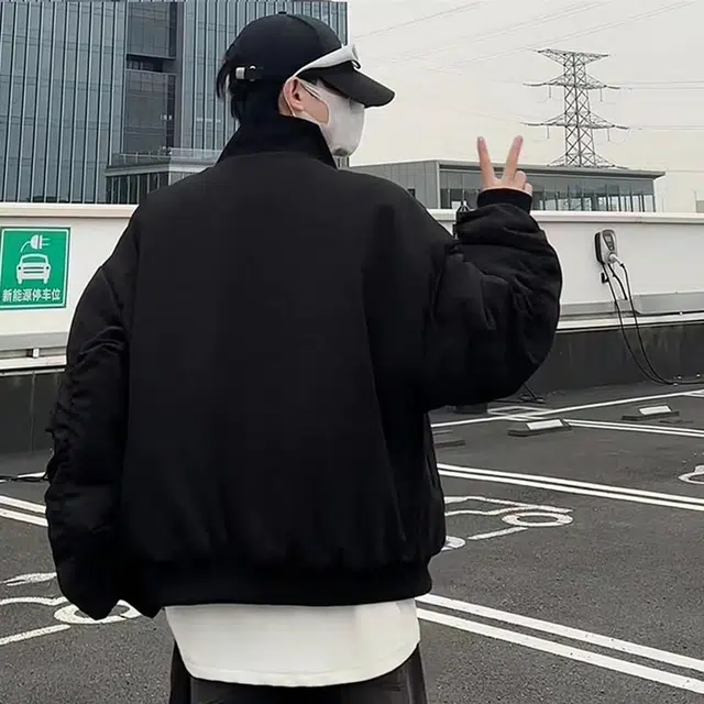 物质公式 宽松工装飞行员纯色短款夹克外套 男女同款