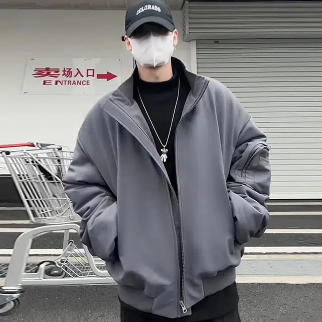 物质公式 宽松工装飞行员纯色短款夹克外套 男女同款