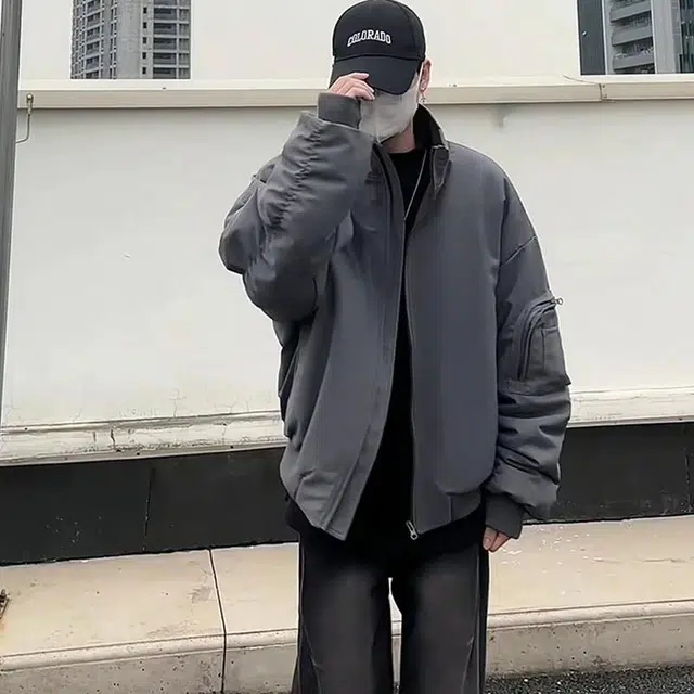 物质公式 宽松工装飞行员纯色短款夹克外套 男女同款