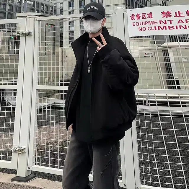物质公式 宽松工装飞行员纯色短款夹克外套 男女同款