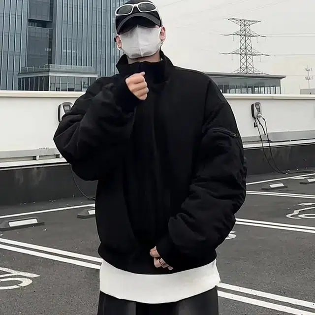物质公式 宽松工装飞行员纯色短款夹克外套 男女同款