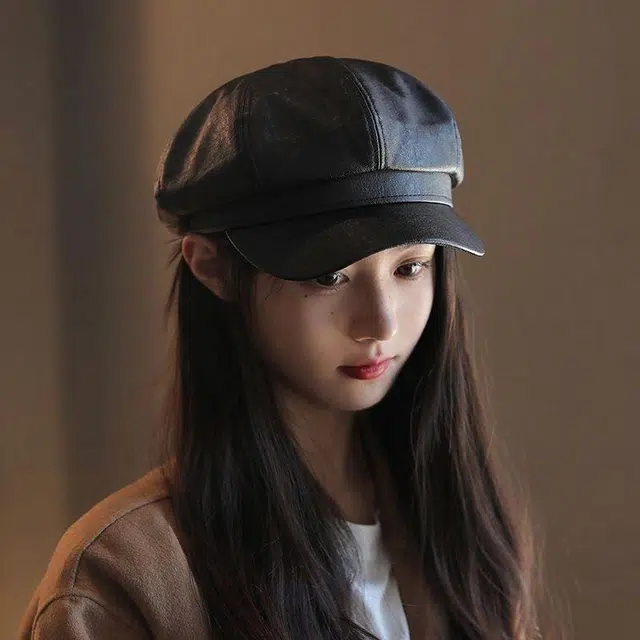 优莲茵 秋冬韩版百搭休闲八角帽英伦风可爱纯色显脸小复古帽 聚酯纤维 贝雷帽 男女同款情侣款