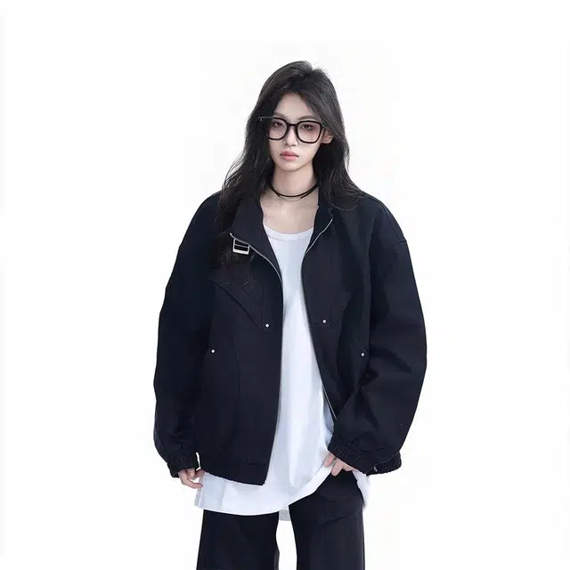 极限涡轮 美式复古立领宽松休闲百搭夹克外套 男女同款