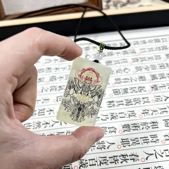 【元始天尊座下】 唐之饰 白鹤童子手工雕刻玉佩 新中式国风招财纳福转运平安复古国潮百搭 #好运 岫玉（蛇纹石玉） 项链 男女同款情侣款