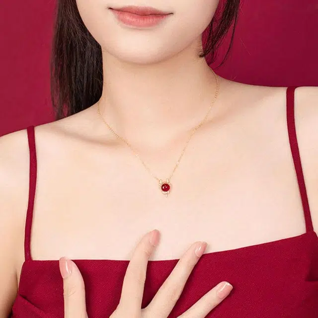 【S925银】】 金师傅 鸿运瑞龙招财纳福新中式国潮气质典雅简约百搭 小众轻奢设计高级#好运 玛瑙 玉石项链 男女同款情侣款