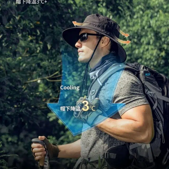 雅鹿 时尚春夏海边大头围户外旅游防晒遮阳防水吸汗速干带拼接网面透气干爽百搭 尼龙 渔夫帽 男款
