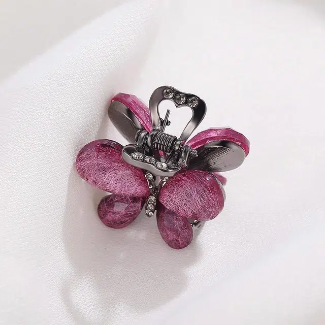 沂茹 森系精致小众设计感橘红色裂纹闪耀气质蝴蝶小号刘海时尚轻奢简约日常通勤百搭减龄温柔 合金 发夹 女款