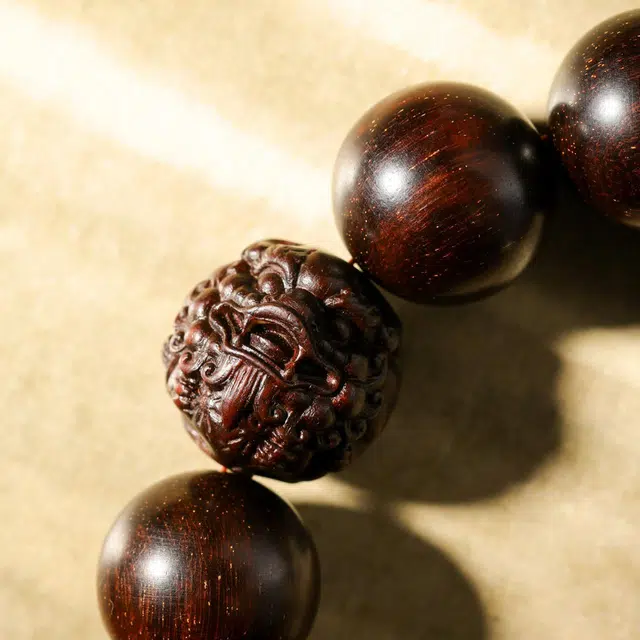 三檀小舍 财源滚滚诸事顺利 六字箴言转运珠十二生肖本命年蛇小叶佛珠文玩盘玩小众百搭礼盒 紫檀属 木作手串 男女同款情侣款