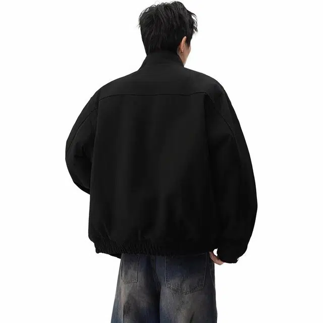 极限涡轮 美式重磅短款廓形痞帅宽松立领夹克外套 男女同款