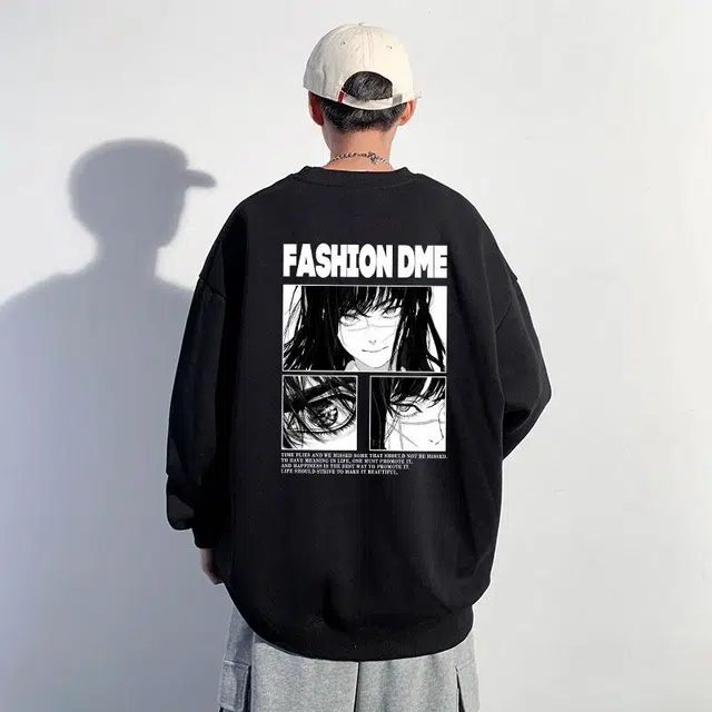 【dme】 日系动漫字母印花休闲宽松长袖卫衣 男女同款